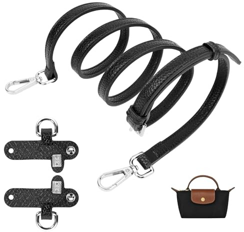 Bandoulière pour Sac Longchamp Mini réglable sans Boucle pour Sac Femme – Universel, Pas Besoin de poinçonnage – Marron, Pratique et Robuste pour Toutes Les Occasions (Noir/Black)