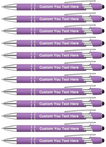 Zoonnis 24 Stück personalisierte Kugelschreiber mit Stylus-Spitzen für Geschäft, personalisierbar, gravierter Stift in Großpackung für Damen und Herren, mit Namentext, personalisierter Stift,