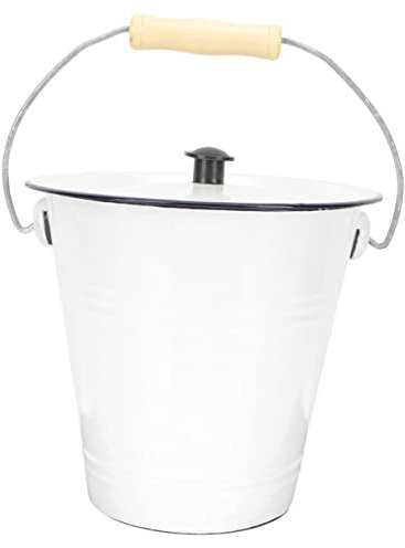 Seau à glace vintage en émail avec couvercle - Récipient rustique pour céréales, boissons, ustensiles et plus - Décoration de jardin, pique-nique et fêtes - Grande taille pour la maison et l'extérieur