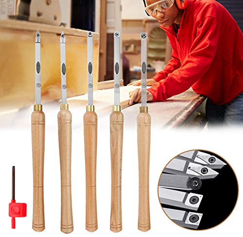 Cinceles , Herramientas de torneado de madera de carburo Herramientas de torno de madera grandes con mangos de agarre cómodo Incluye herramientas de torneado redondas y cuadradas cuadradas con biselad