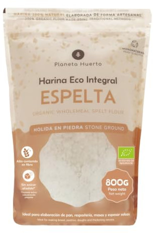 PLANETA HUERTO | Harina Integral de Espelta Eco 800 g – Rica en Nutrientes y Fibra, Ideal para Horneados Saludables