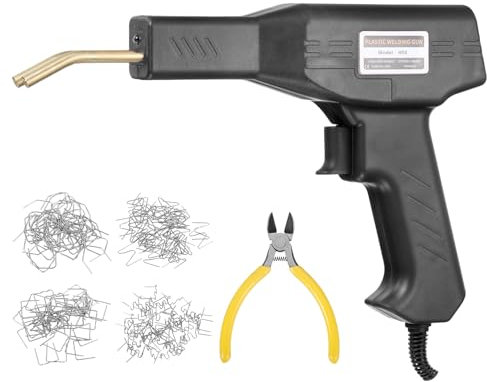 sourcing map Plastic Welder Kit 50W Soldering Gun with 400pcs 4 Type Hot Staplers & Pliers Plastic Welding Machine Kit for Car Bumper Repair Most Plastic Repair, Black