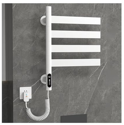 WRJAHCG Secatoallas Electrico Pared, Inteligente Radiador Electrico Bajo Consumo,Toallero Electrico Baño con Rotación De 180 Grados,Blanca,4 Rods