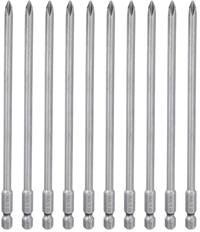 QUARKZMAN 10 embouts de tournevis cruciforme Phillips #1 PH1 1/4 Tige hexagonale 6 (150mm) Longue en acier S2 magnétique de qualité industrielle pour tournevis électrique 0,197 (5mm) Tige