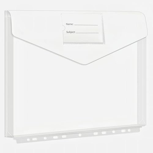 24 Stück Dokumentenmappe A4, Erweiterbar Sichttasche mit 11 Lochrand, Klettverschluss und Etikettentasche, Transparent Wasserdicht Registermappen Dokumententasche (24)