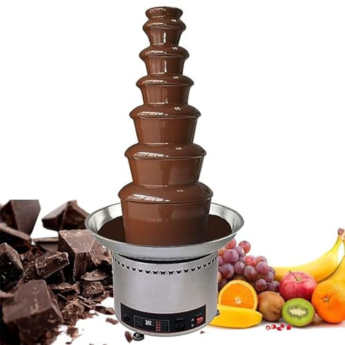 Chocolate Fondue Fountain Machine, Commercial Electric Cascading Fondue Set for Melts Cheese, Queso, Candy, and Liqueur - Dip Strawberries, Vegetables, Party Dip & Share Machine,7Tiers
