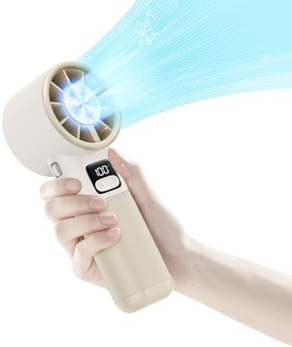 GKT Ventilateur Portable, Vitesse Rglable (1-100) Mini ventilateur Portable, Ventilateur de Refroidissement, Pliable, Affichage Numrique, Adapt pour Voyages/Maison/Bureau/Camping (Blanc)