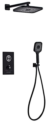 Grifo Mezclador baño, Mezclador Ducha Empotrado, Mezclador termostático Ducha baño, Cabezal Ducha Lluvia y Juego Manguera