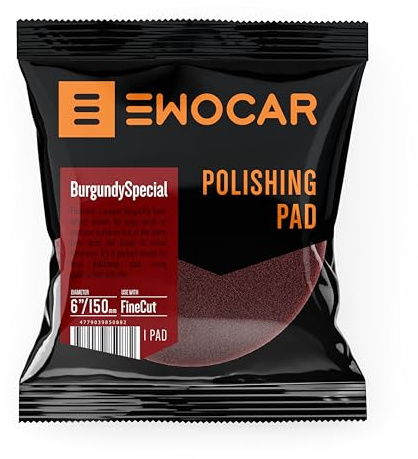 Ewocar BurgundySpecial Finish Polierpad 175x25/150 – Langhaltendes, ultraweiches Finishing Pad mit stabiler Struktur für Hologramm-Entfernung, Glanzfinish & Wachsauftrag – Ideal mit Fine Cut Politur