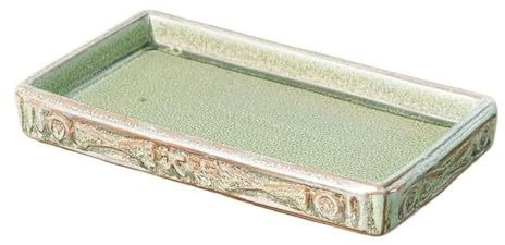 Zhaoj24-05 Vassoi per Piante Sottovaso da Giardino Vintage rettangoli, sottovaso in Ceramica Verde(Grande)
