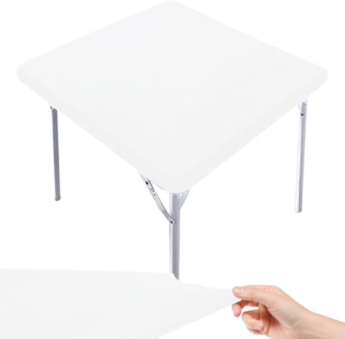 2pcs Mantel Mesa Rectangular, 85x85cm, con EláStico Ajustable, para Mesas Plegables De 2.78 Pies, para Exterior, JardíN, Camping, Blanco