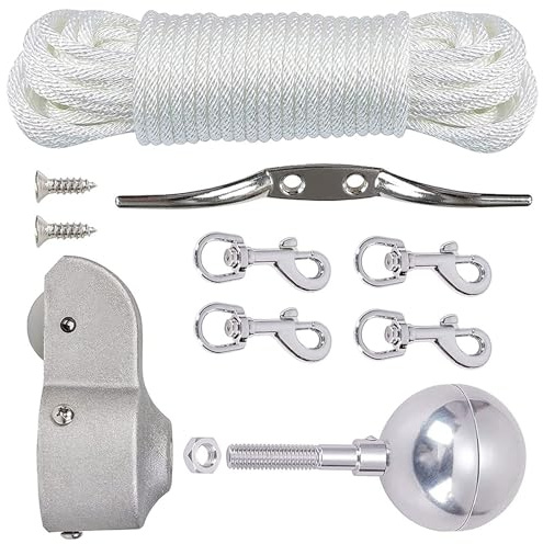 Flagpole Mounting Set Systems 3Inch Aluminum Ball Nut And 2Inch Truck With Nylon Pulley For Smooth Rope Operations Smooth Flag Rope Sliding Mechanism