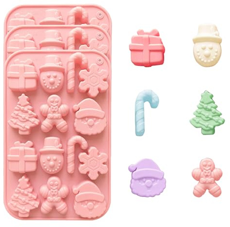 Generisch Silikonform Weihnachten,3 Pcs Lebkuchenformen Silikon,Lebkuchen Form Silikon | Backform Mit Motiven Wie Tannenbaum & Schneeflocke | Vielseitig Für Plätzchen, Schokolade, Seife Und Fondant