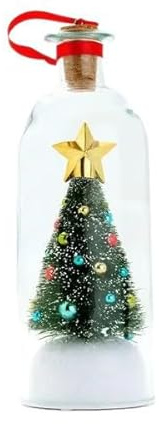 Bottiglia di vetro ornamentale con messaggio registrabile di Natale con mini albero di Natale stella d'oro e scena innevata registratore vocale per personalizzato