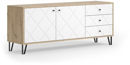 Vicco Mueble bajo para TV Nizza, Roble Artesanal, 150.2 x 60.2 cm