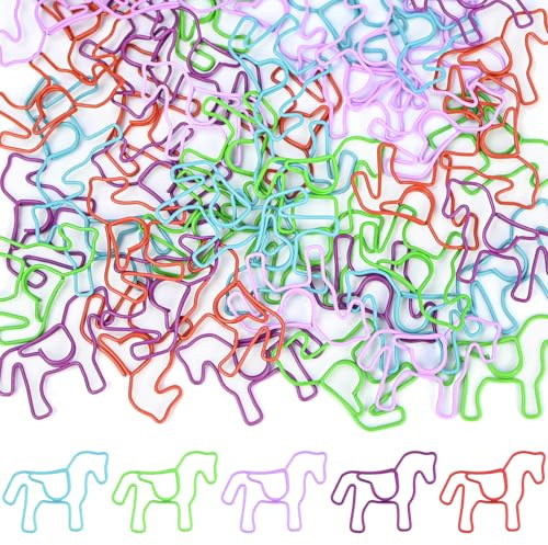 luckaide Büroklammern Pferd, 50 Stück Büroklammer Bunt Klein, Büroklammern Motiv Pferdeform Design Cartoon, Kreative Paper Clips, Briefklammern Papierklammern, Klammern Metall, für Postkarten Schule