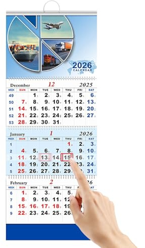 Calendario 2026 | Agenda con visión general de 3 meses - Calendario pantalla vertical - Para la familia, amigos, la cocina, el apartamento del dormitorio y el estudio de arte