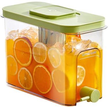 JSGHGDF Jarra de agua moderna de 4 litros con grifo para almacenamiento de té helado de agua de limón, cocina, recipiente esencial para bebidas frías con espiga