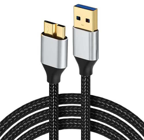 Bgfaquri Câble USB 3.0 Mâle A vers Micro B 3.0, Câble de Disque Dur 5Gbps, Tressé Nylon Renforcé, Compatible avec Disque dur Externe WD, Toshiba Canvio, Galaxy S5, My Passport Elements, 0,5 m