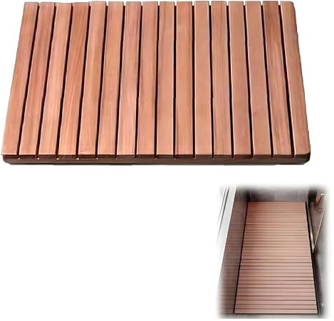 Bakufu Large Teak Wood Bath Mat, Multi-Size Wooden Bath Mats, Wood Shower Stall Mat Non-Slip for Bathroom Bathtub Spa Sauna Garden Home, Wooden Floor Mat for Indoor and Outdoor(28x32in(71x81cm))