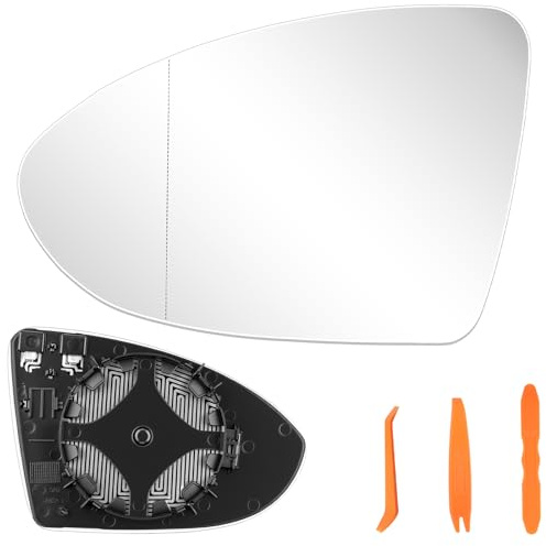 Spiegelglas Außenspiegel Kompatibel mit VW Golf 7 Jialv Lingdu 5G0857521/2 | Ersatzspiegelglas mit Brecheisen Seitenspiegelglas Fahrerseite Beheizbar Rückspiegelglas Asphärisch Auto 5G0857521/2 - Links