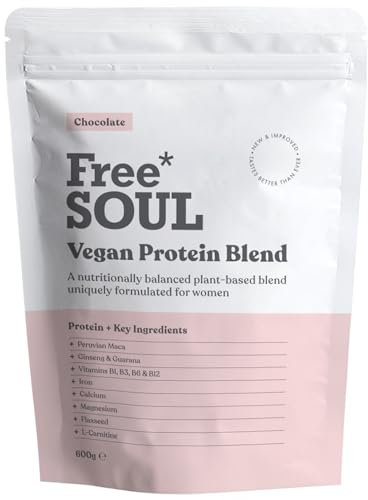 Free Soul Vegan Protein Powder | Formulated for Women | 600g | 20g Protein with Added Nutrients | Gluten & Soy Free Plant-Based Nutrition Shake | Pea & Hemp Isolate Protein | Chocolate Flavour
