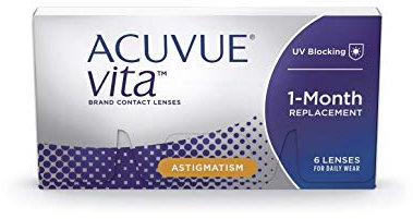 ACUVUE Kontaktlinsen Vita for Astigmatism Monatslinsen weich, 6 Stück/BC 8.6 mm/DIA 14.5 / CYL -0.75 / Achse 180 / -0.25 Dioptrien