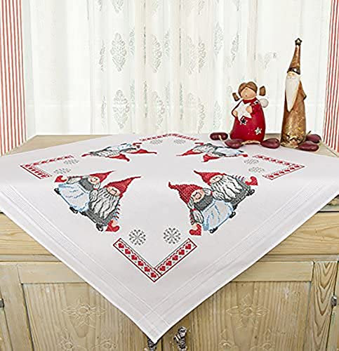 KAMACA Stickpackung Kreuzstich vorgezeichnet Baumwolle komplettes Stickset mit Stickvorlage Stickerei-Kit zum Selbersticken Erwachsene (Verliebte Wichtel MD 80x80 cm)