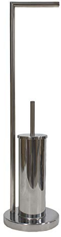 PAMEX Escobillero y portarrollo, Acero Inoxidable, Metalizado, 19x19x74 cm