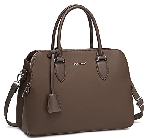 David Jones - Damen Handtasche Henkeltasche - Frau PU Leder Schultertasche - Elegante Tote Shopper Tasche - Umhängetasche Viele Fächer Zip Multi Taschen - Alltags Mode Arbeit Stadt City - Taupe Braun