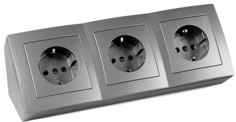 MC POWER Steckdosenblock Unterbausteckdosen | FLAIR | 3-fach Schutzkontaktsteckdosen, 15cm Kabel mit Lüsterklemme, 230V / 16A, Aufbau, anthrazit matt