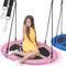 Physionics® Altalena a Nido - Ø 100 cm, Portata Massima 300 kg, Tessuto Oxford, Altezza Regolabile, Rosa-Nero, da Esterno/Interno - Altalena Rotonda, per Bambini e Adulti, da Giardino