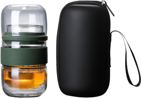 Luxshiny Travel Tea Set with Case Portable Tea Set with Teapot and Teacup High Borosilicate Glass for Loose Leaf Green Herbal and Fruit Brewing Home or on the Go