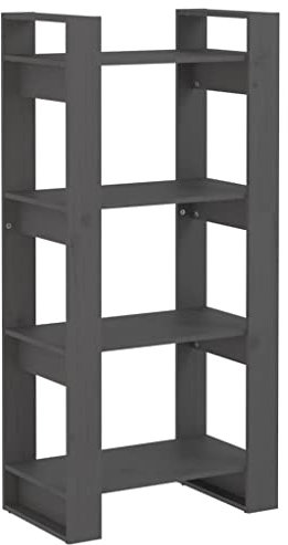 vidaXL Bücherregal Raumteiler Standregal Aktenregal Wandregal Regal Raumtrenner Aufbewahrung Büroregal Grau 60x35x125cm Massivholz