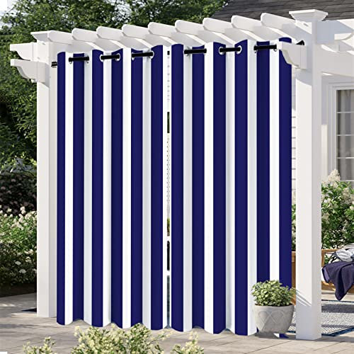Cozomiz 2 Stücke Outdoor Vorhänge Wasserabweisend UV Schutz Aussenvorhang Garten Verdunkelung mit Ösen Winddicht Sichtschutz Sonnenschutz Blickdicht Vorhang 105 x 230cm Navy blau