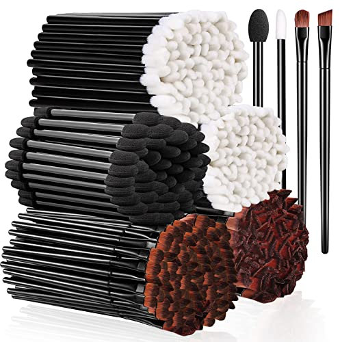 250 Piece Disposable Eyebrow Brush Set - 100 Angled/Round Eyebrow Brushes, 50 Double-End Eyeshadow Brushes, 100 Lip Brushes for Women & Girls Salon Beauty Cosmetic Makeup Tool