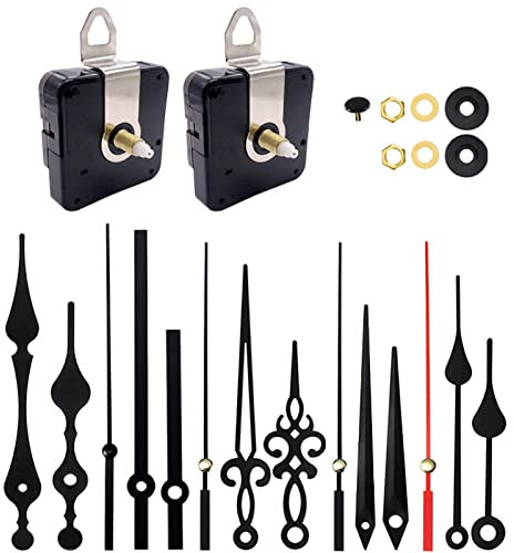 2 Stücke quarz uhrwerk für wanduhr Quarzuhrwerk mit Zeiger Uhrwerk für Wanduhr Lautlos Uhrwerke zum Selbsteinbau mit 5 Verschiedenen Uhrzeiger DIY Wanduhr Ersatzteile für Clock Ersatzteile Ersatz