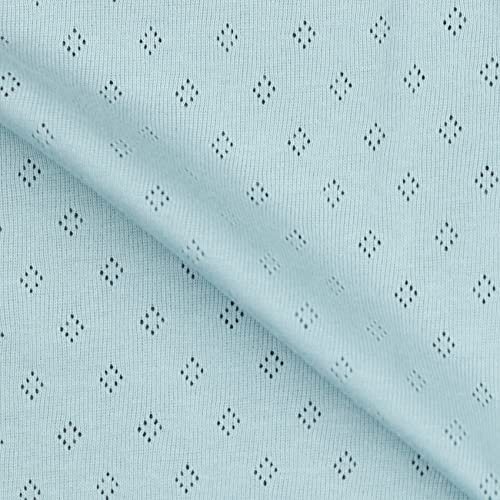 VmG-Store Pointoille-Stoff Feinstrick-Jersey mit Lochmuster Baumwollstoff OEKO-TEX Feinstrick (008 I Hellblau)