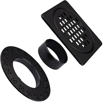 4 Inch Drain Grate Kit Compatible with Schluter Kerdi-Drain Flange Square Shower Floor Drain Matte Black