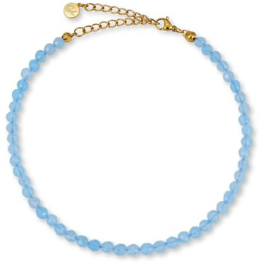 GD GOOD.designs EST. 2015 Bracelet de cheville pour femme avec perles fines 4mm - Résistant à l'eau - Bracelet de cheville en pierre naturelle multicolore avec fermoir ajustable en or 18 carats
