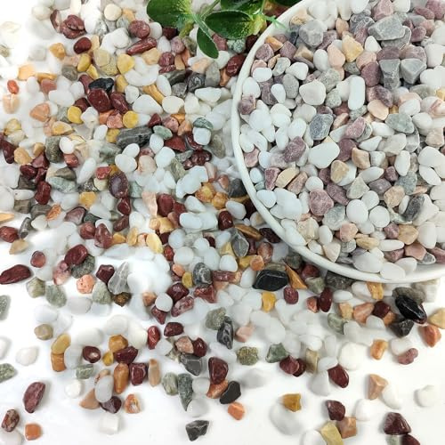 SHIZWU Ciottoli di colore misto da 2,3 kg per piante, piccole rocce da 0,9 cm per piante grasse, ciottoli lucidati naturali, rocce di fiume per piante, vasi, giardino
