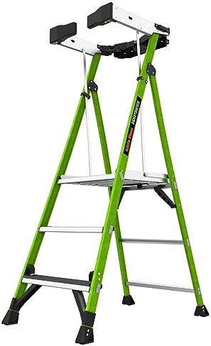 Little Giant Ladders 3 Tread Fortress GRP Fibreglass Platform Step Ladder, Platform Height 0.82m, Closed Height 2.21m