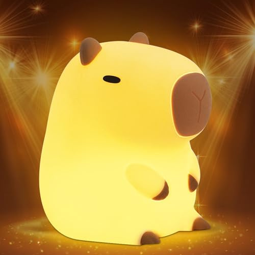 Attivolife Capybara Nachtlicht, Animal Soft Silikon Touch LED-Lampe mit Dimmbarkeit und Timer, tragbare wiederaufladbare Kinderzimmer Nachttisch-Schlafzimmer Tischdekoration Geburtstags