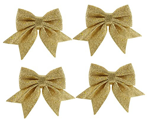 Cabilock 4 Stück Weihnachtsgoldschmetterling Bogen Weihnachtsbaum Schleifen für den Weihnachtsbaum Weihnachts Party Weihnachten Party Weihnachtssto Weihnachtsband Hochzeit