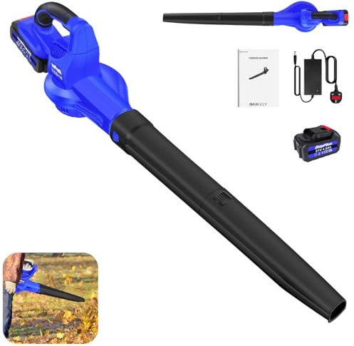 Cordless Leaf Blower Handheld Electric Dust Leaf Blower for Home ＆ Garden with 4.0Ah Battery & Charger Leaf Blower Lightweight for Cleaning Yard/Car Dust/Lawn Care/Leaf Blowing 220CFM Air Blower