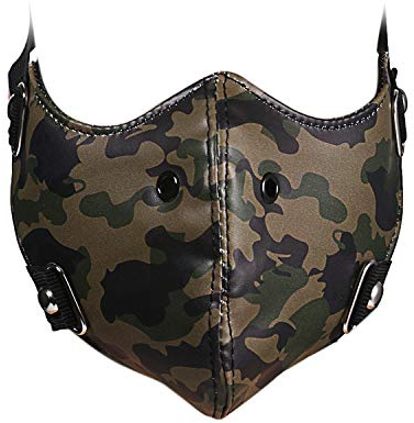 JewelryWe Schmuck Gotic Punk Motorrad Maske Sturmmaske Skimaske Tarnmaske Half Face Gesicht Maske Cosplay aus Leder