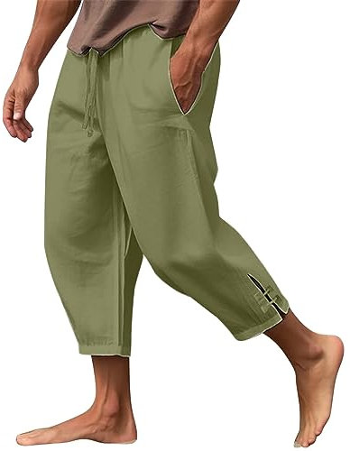 Jogginghose für Herren, weite Leinen-Activewear-Hose, normale Passform, Stretch, Strandhose, elastische Taille, Kordelzug, Outdoor-Jogginghose, lockere Passform, Cargohose, sportliche Passform,