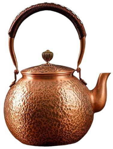 Kalastussaari to-toveetop de Bouilloire en cuivre toovetop épais, Authentique Bouilloire en cuivre, Jeu de thé, théière en cuivre Artisanale pour cuisinière à gaz en cuivre Bouilloire