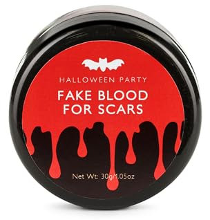PartyDeco Sangre artificial en lata de 30 g, maquillaje de terror para disfraz y disfraz, sangre de película, sangre teatral, maquillaje para Halloween, carnaval, fiesta de disfraces, color rojo