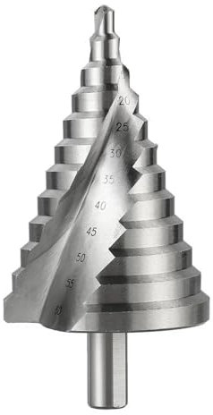 AMAUPCKCA 6–60 mm Stufenbohrer, Spiralnut, Pagodenlochschneider, Metallblech-Kegelbohrer, dreieckiger Schaft, Stufenlochöffner, Reibahle